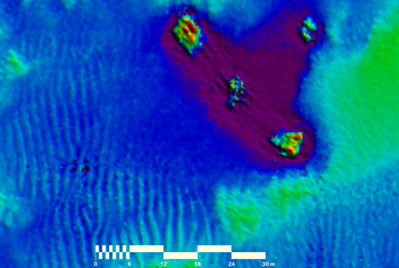 An example of sonar data of a wreck in the Red Bird Reef, DE.